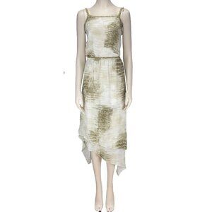 JACQUES RUC Boho Set Assymmetrical Skirt Cami  Fairycore Green White sz 10